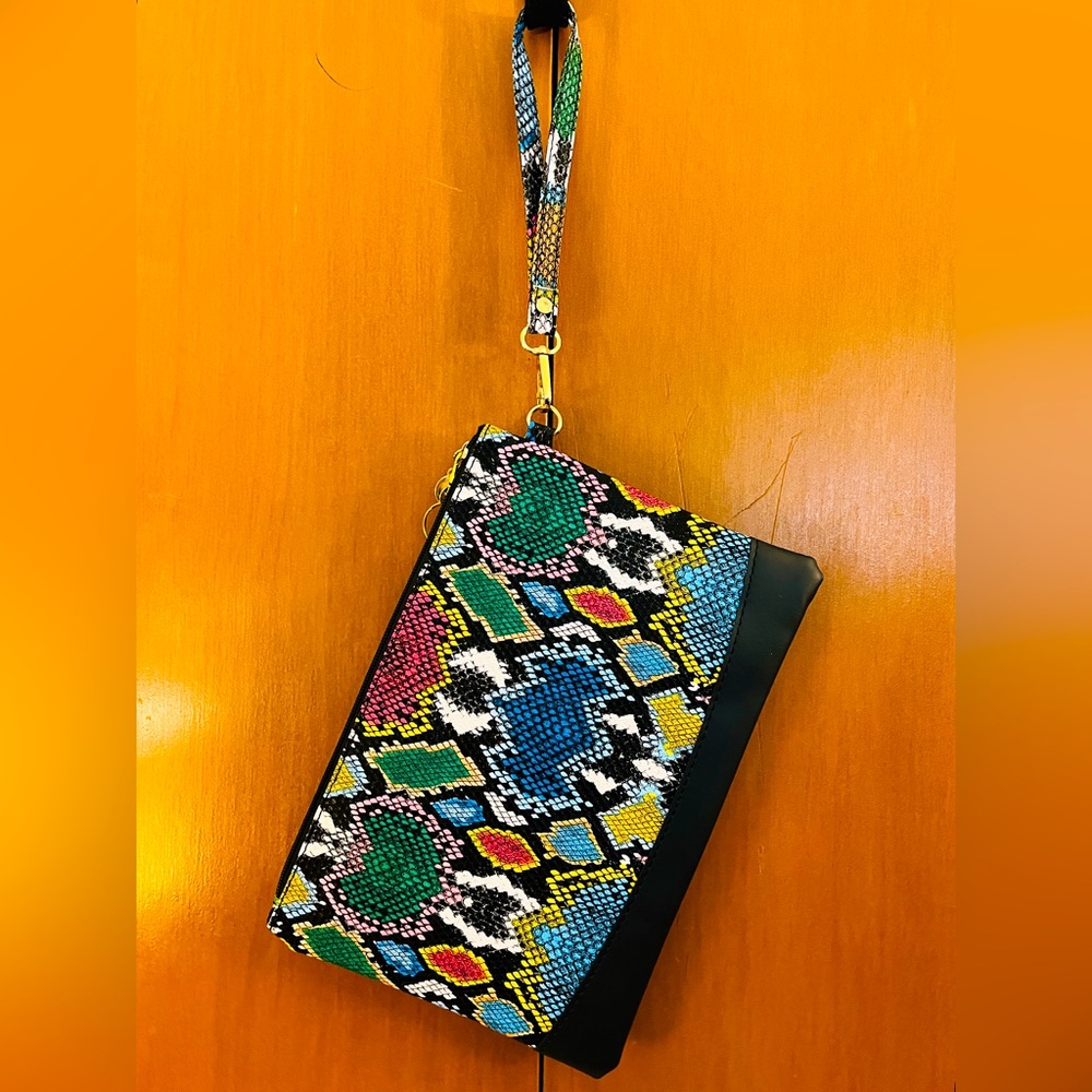 Colorful Faux Snakeskin Clutch Handbag